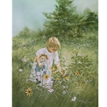 Summer's Season - Little Girl picking flowers by Carolyn Blish