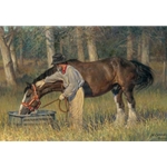 Long Time Friends - Man and his horse by artist Nancy Glazier