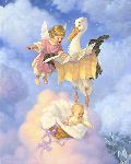 Special Delivery - Stork brings baby by fantasy artist Scott Gustafson
