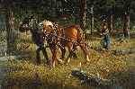 Skidding Logs - Horse Team by Montana artist Tucker Smith