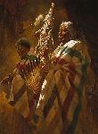 Thunderpipe and the Holy Man by western artist Howard Terpning