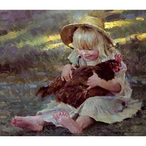 Emmie's Catch - Girl with Chicken by portrait artist Morgan Weistling