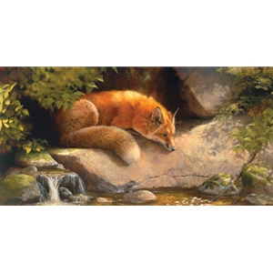 Contemplating the Dragonfly - Red Fox by wildlife artist Bonnie Marris