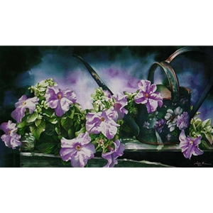 Faithful Standbys - Lavender Petunias by floral watercolor artist Arleta Pech