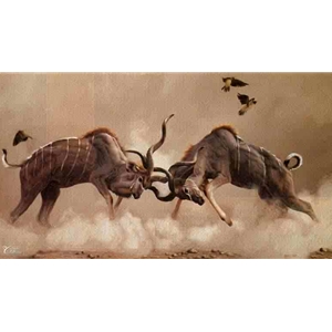 The Duel - Greater Kudu Bulls by artist Lindsay B. Scott