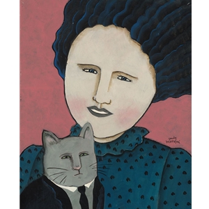 Together - woman and cat by Sandy Mastroni