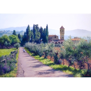Cercina Above Careggi - Church in Italian countryside by artist June Carey