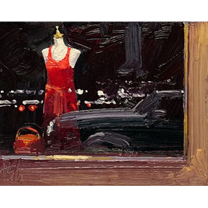 Red Dress in the Window by Ken Auster