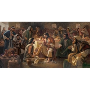 Servant of All - Jesus washing feet of disciples by Christian artist James Seward