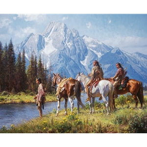 River's Edge - on the Snake in Tetons by western artist Martin Grelle