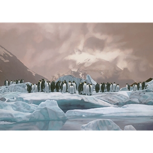 The Emperors' Ball - penguins on the edge by Rod Frederick