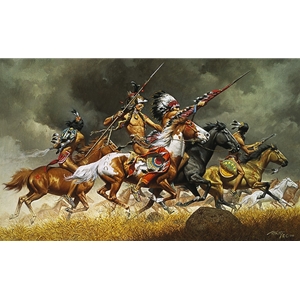 Thunder Across the Plains - Indian attack by western artist Frank McCarthy