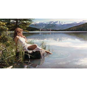 Canadian Beauty - woman at Lake Louise, Alberta by Artist Steve Hanks