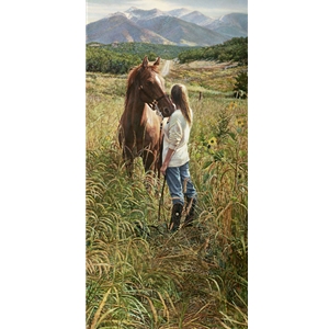 Field of Dreams - young woman and her horse by Steve Hanks
