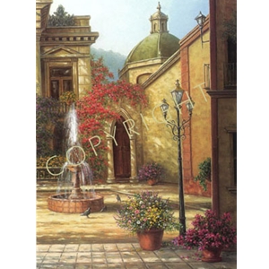 Courtyard Fountain by western artist Jack Terry