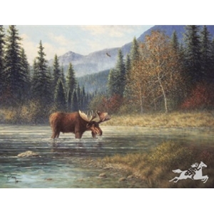 Moose Creek (complete with moose) by western artist Jack Terry