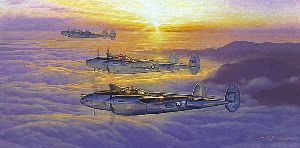 AM Sortie P-38s by aviation artist Craig Kodera