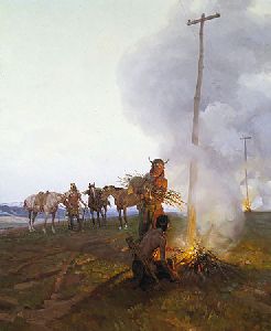 Fires Along the Oregon Trail by Tom Lovell