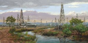 Oil Patch - boomtown field by western artist Andy Thomas