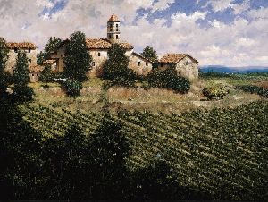 Tuscan Sun - Tuscany Vinyards by landscape artist George Hallmark
