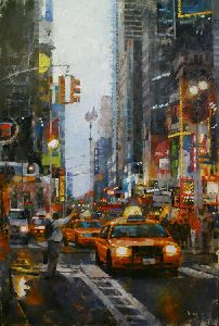 Hailing a Cab - Manhattan by artist Mark Lague