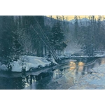 Winter Sunset - Moose by Robert Bateman