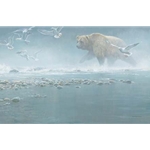 Above the Rapids - Gulls and Grizzly by Robert Bateman