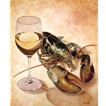 White Wine and Tails - Lobster with wine glass by Will Bullas