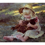Emmie's Catch - Girl with Chicken by portrait artist Morgan Weistling
