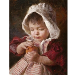 Juicy Peach - little girl by portrait artist Morgan Weistling