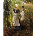 Fields of Gold - Women picking corn by romantic artist Morgan Weistling