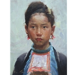 Miao Beauty - Portrait of young girl by artist Mian Situ