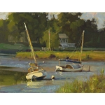 Resting on the River - Boats by artist Don Demers