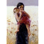 Maternal Instincts - mother holding sleeping child by Mediterranean artist Pino