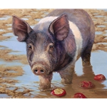 Clotilda´s Perfect Day - Pig in the mud by artist Bonnie Marris