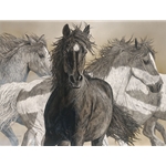 Flight - wild horses by western artist Judy Larson