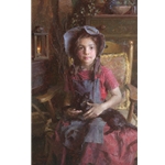 Confidante - young girl with her black cat by artist Morgan Weistling