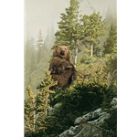 In Tall Timber - grizzly feeding by wildlife artist Rod Frederick