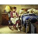 Bedtime Story - mother reading to child by Americana artist Jim Day