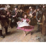 The Dance - young girl with cowby musicians by artist Morgan Weistling