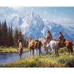 River's Edge - on the Snake in Tetons by western artist Martin Grelle