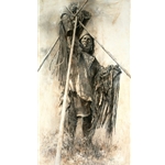 Guarding the Lodge - Blackfoot Warrior & Sacred Bundles by Howard Terpning