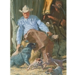 Herdin' Some Wild Ones - old cowboy with his dogs by Bruce Greene