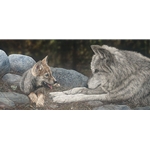 The Lesson - Wolf with pup by artist Judy Larson