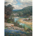 ~ Cliffs of the Nueces - bluebonnets and stream by artist Larry Dyke