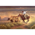 Hot Pursuit dry thunderstorm by cowboy artist Jack Terry