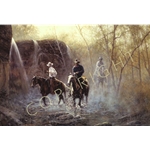 Misty Trail by the falls by cowboy artist Jack Terry