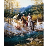 Morning in New Mexico horse riders in the mountains by western artist Jack Terry
