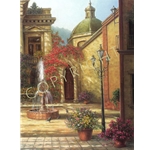 Courtyard Fountain by western artist Jack Terry