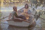 Serenity (girls in rowboat) by artist Morgan Weistling